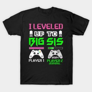 Leveled Up To Big Sister 2024 Cute  Going To Be A Big Sis T-Shirt